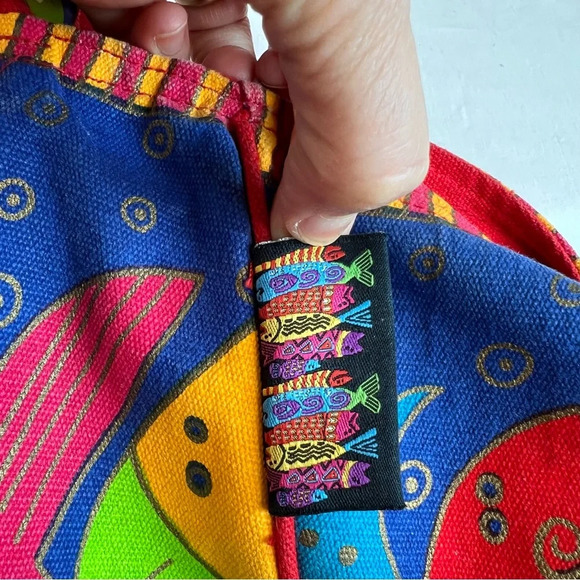 Laurel Burch Vibrant Fish Satchel Bag Purse Carryall. - Picture 8 of 14